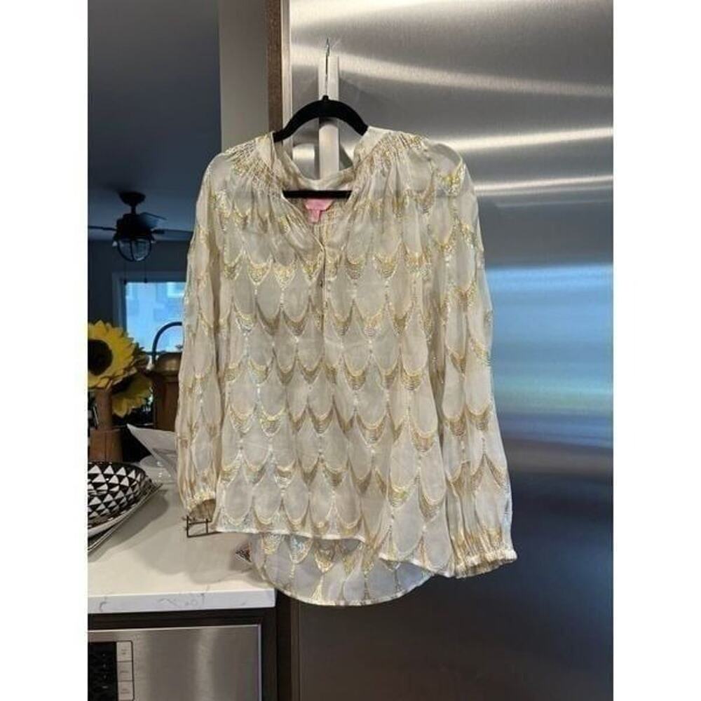 Lilly Pulitzer woman gold Metallic shirt size small